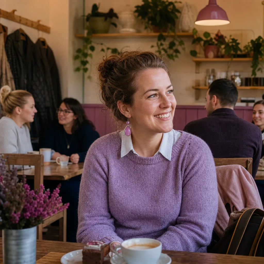 Person writing an honest dating profile bio in a Dundee café